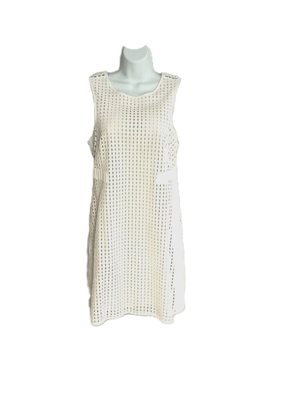 Pinko White Eyelet Mesh A-Line Sleveless Dress IT44 US8 Italy